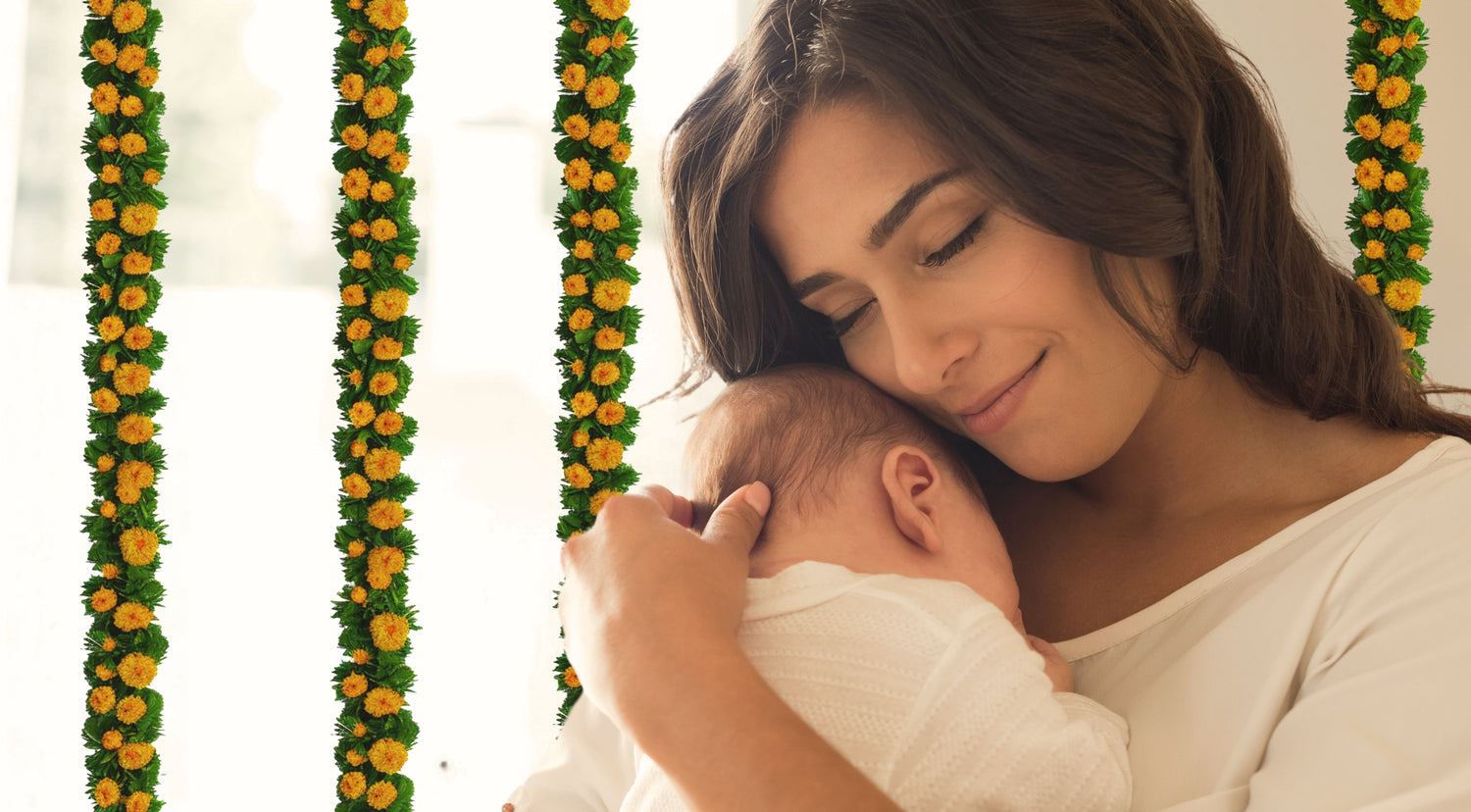 mother hugging her newborn baby