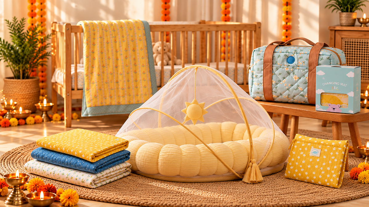 TIDY SLEEP Diwali gifts for newborns featuring baby gift sets, blankets, Baby Cloud Nest and newborn care essentials