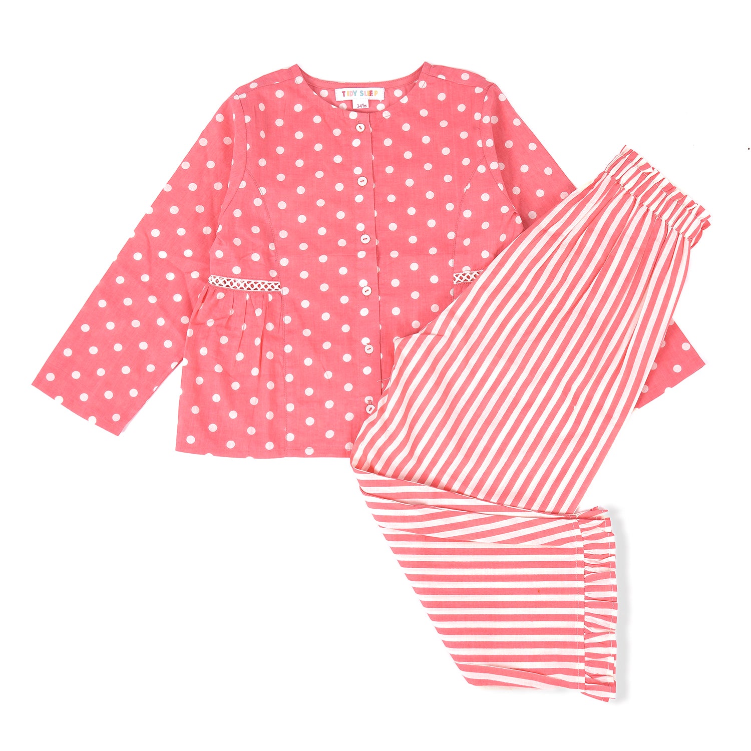 100 Cotton Dot Print Baby Girls Night Suit Nightwear Sleepwear for Baby Kids