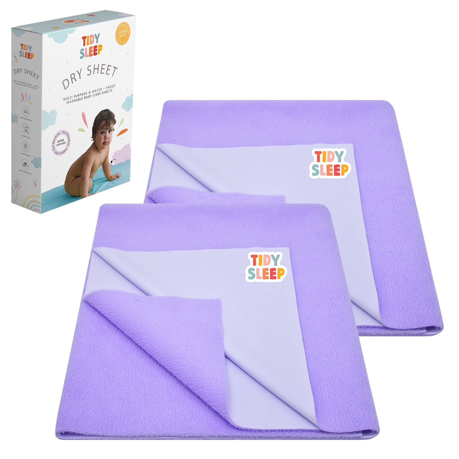 Waterproof Dry Sheet - Lilac Pack 2