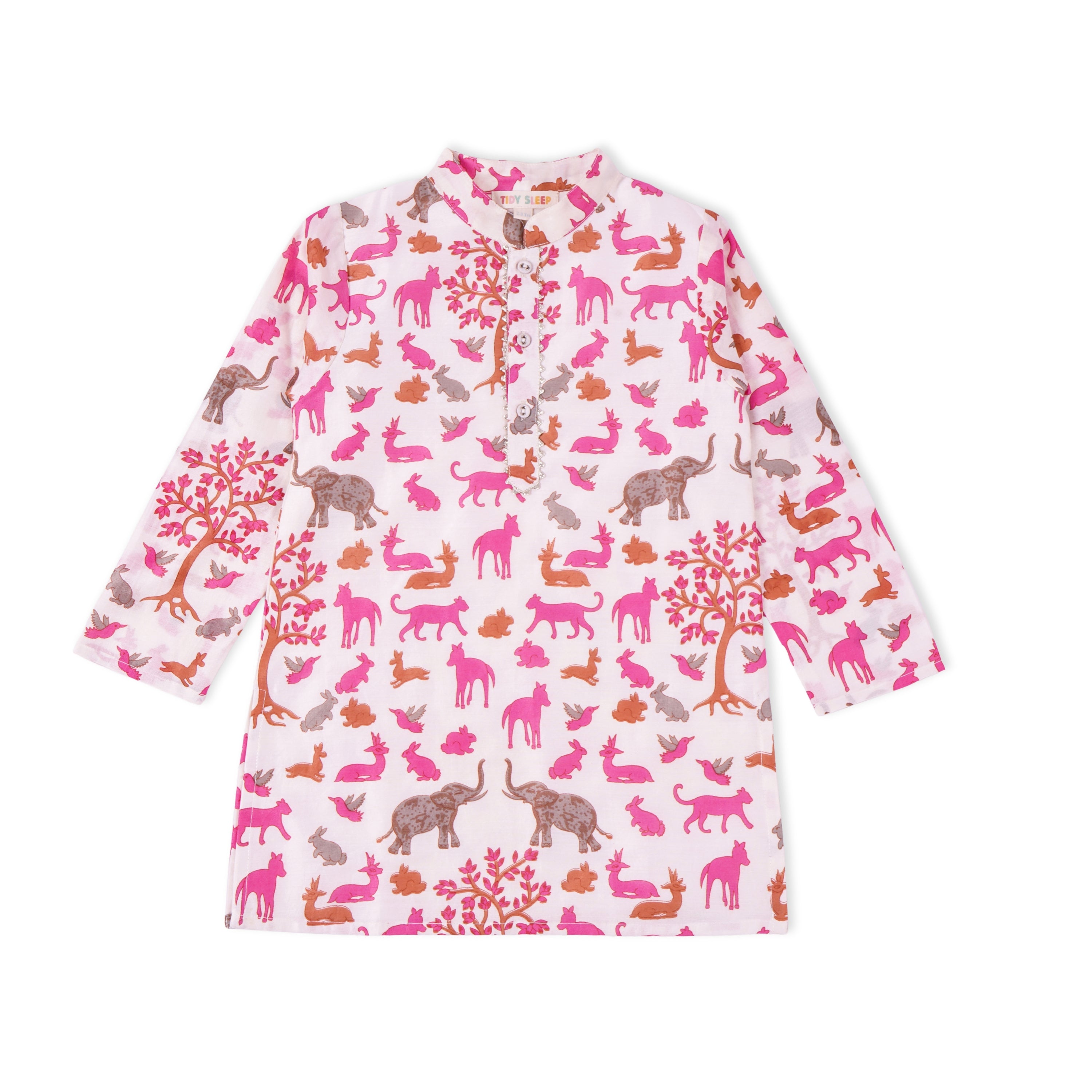 Animal Chanderi Pink Print | Kurta with Pajama Set| Festive Wear