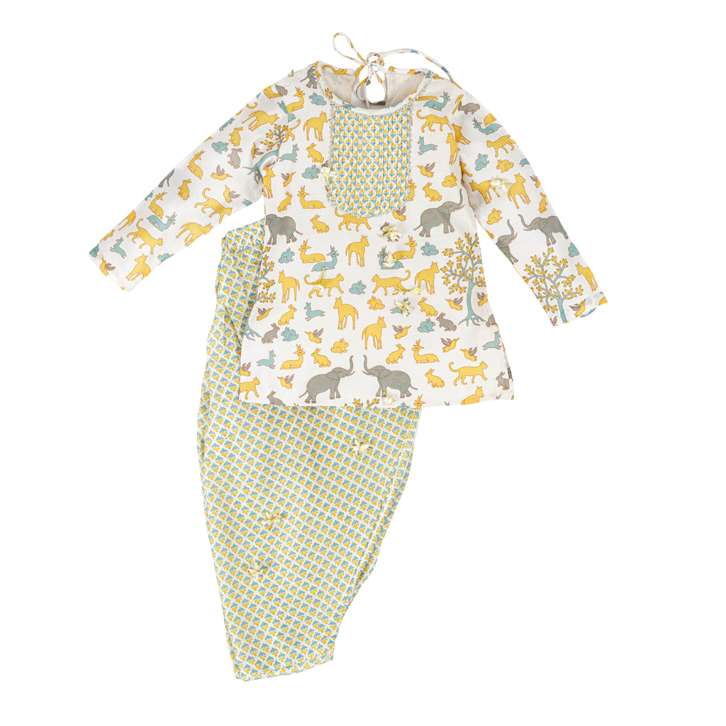 Animal Chanderi Print | Kurta with Salwar Set| Festive Wear