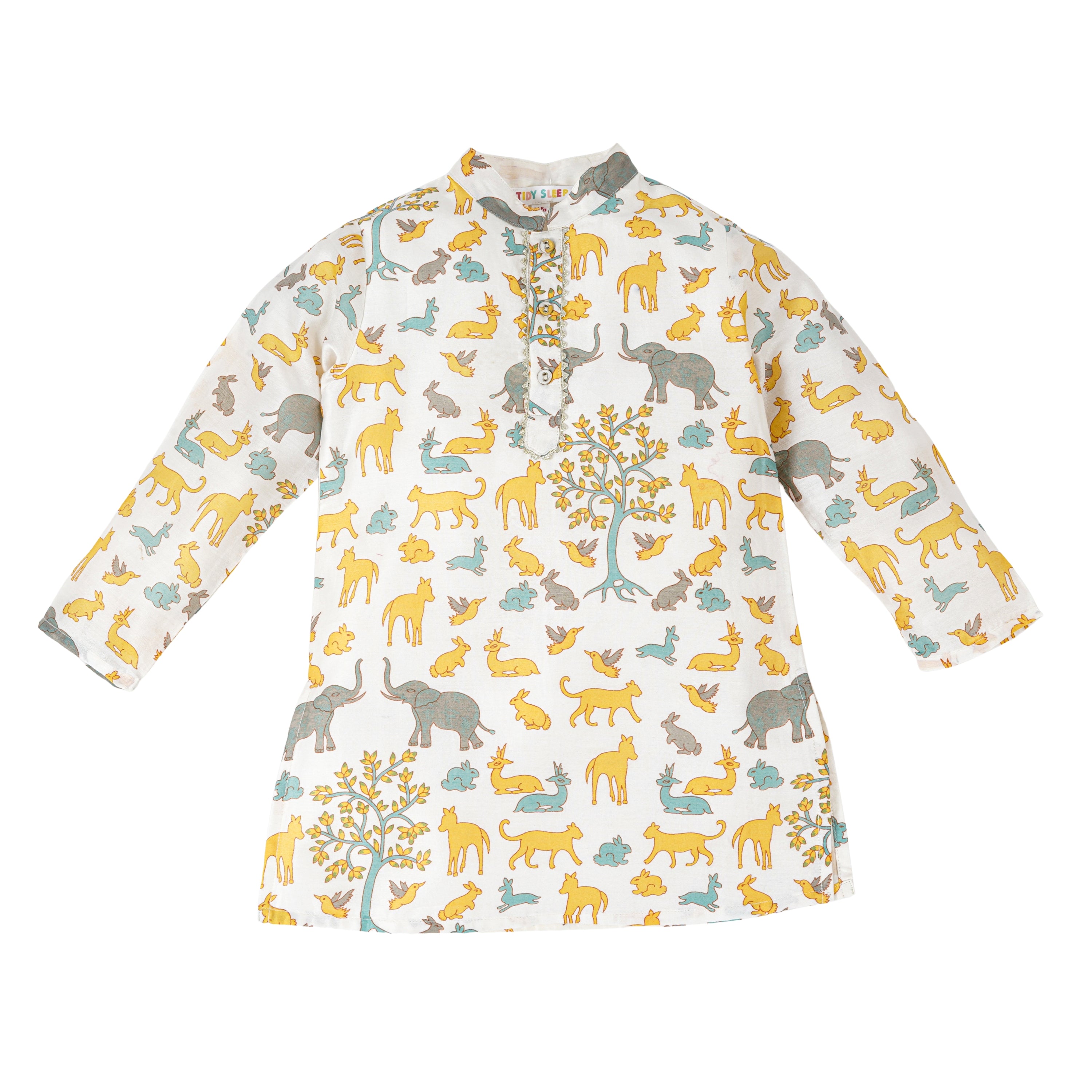 Animal Chanderi Print | Kurta with Pajama Set |Festive Wear