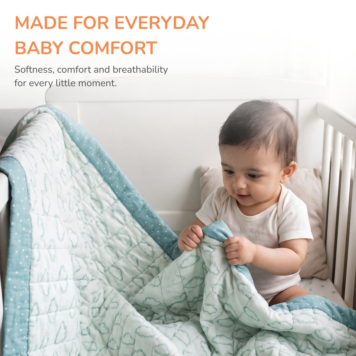 Mulmul Cotton Baby Blanket - Cloud