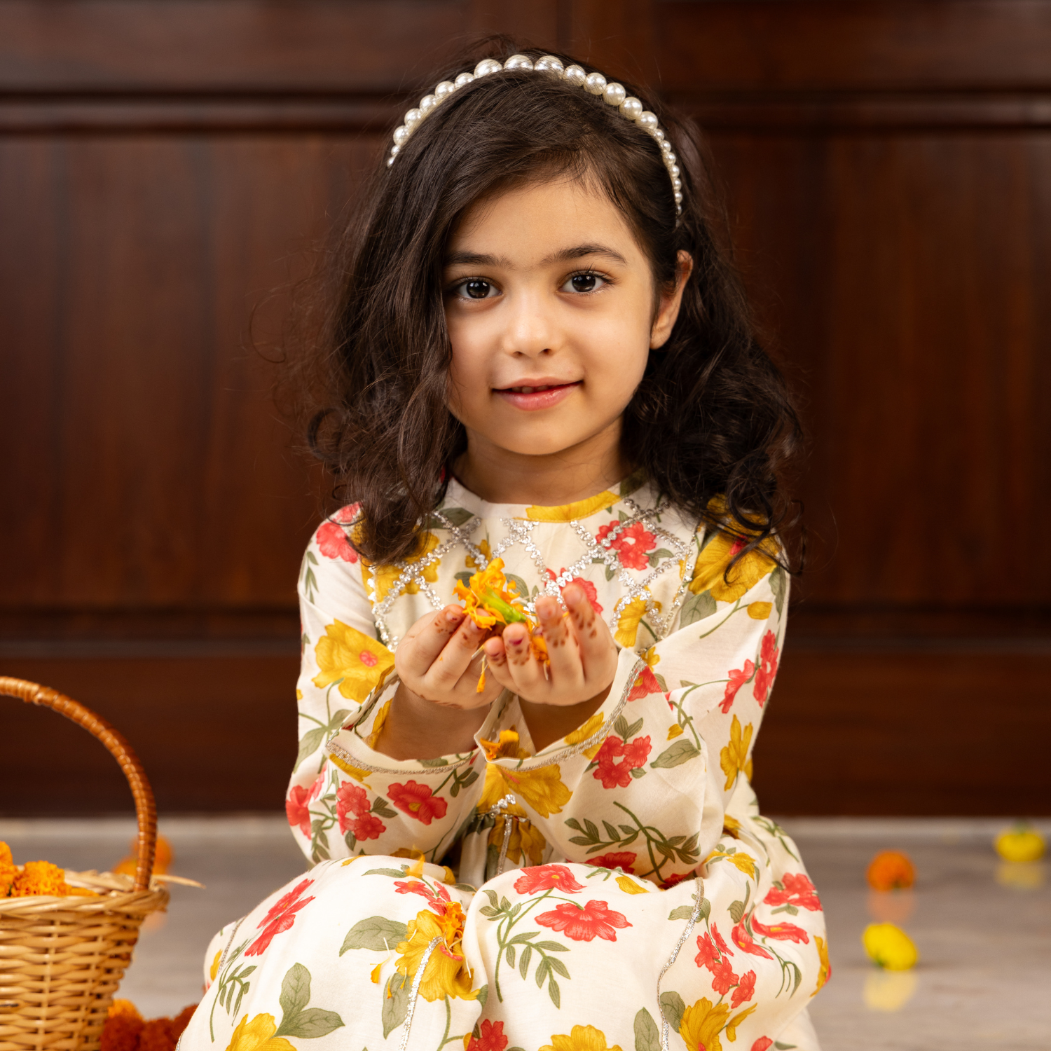 Floral Chanderi Print | Frock with Sharara Set| Festive Wear