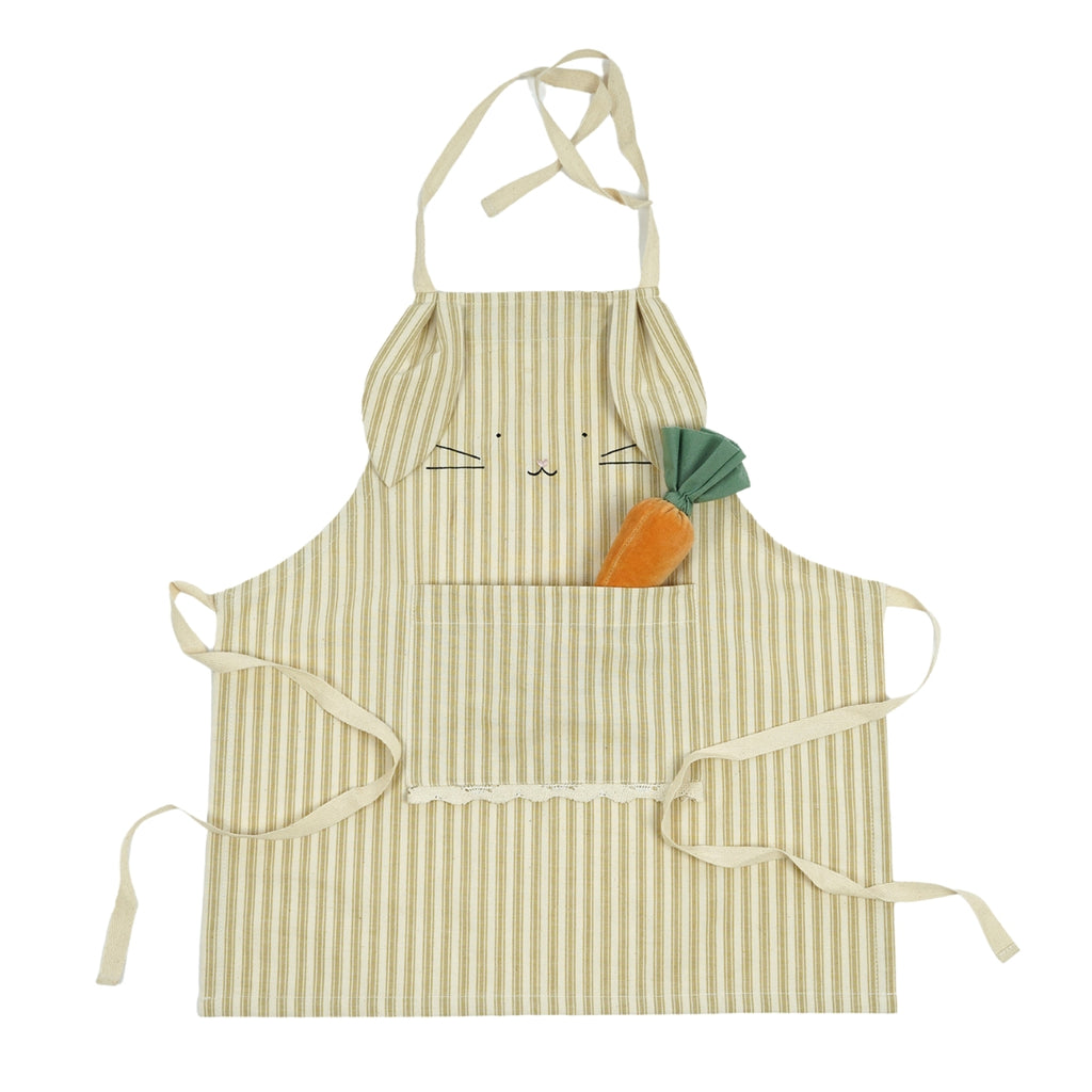 Little Chef's Bunny Apron | Pale Yellow Stripe
