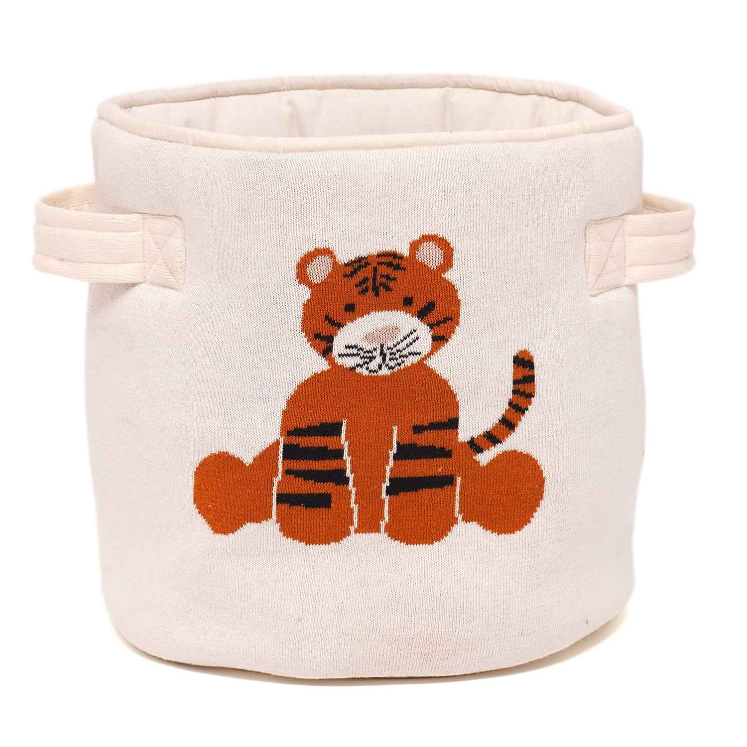 100% Cotton Knitted Tiger Print Storage Basket