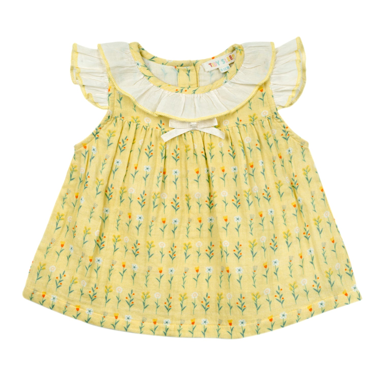 Golden Glow Flora Ruffled Dress