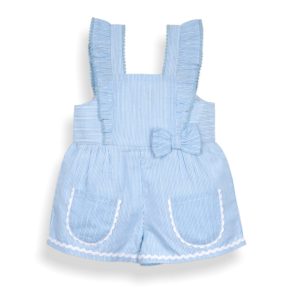 Cute Bow Romper | Blue Stripes