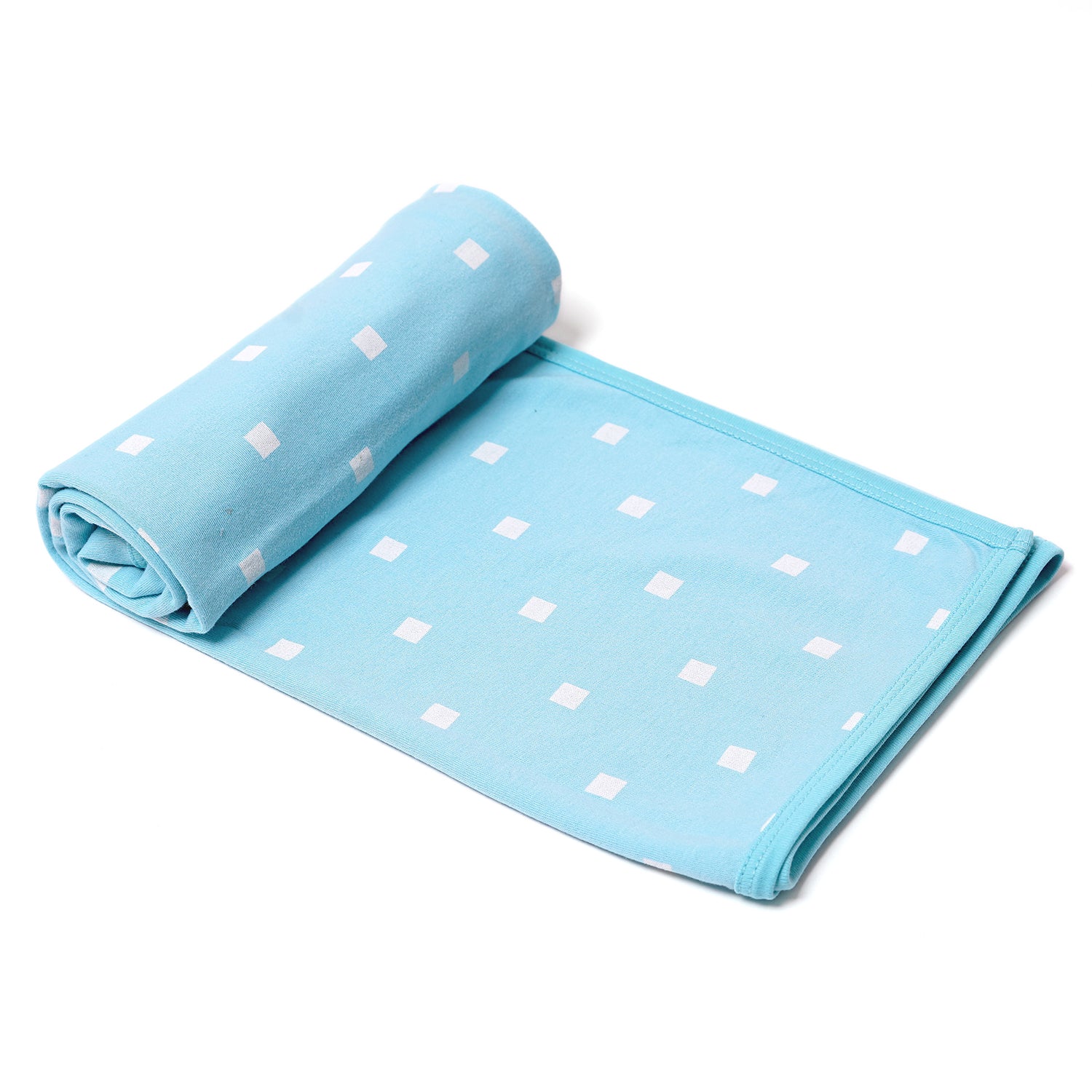 Cotton Jersey Swaddle - Blue Polka