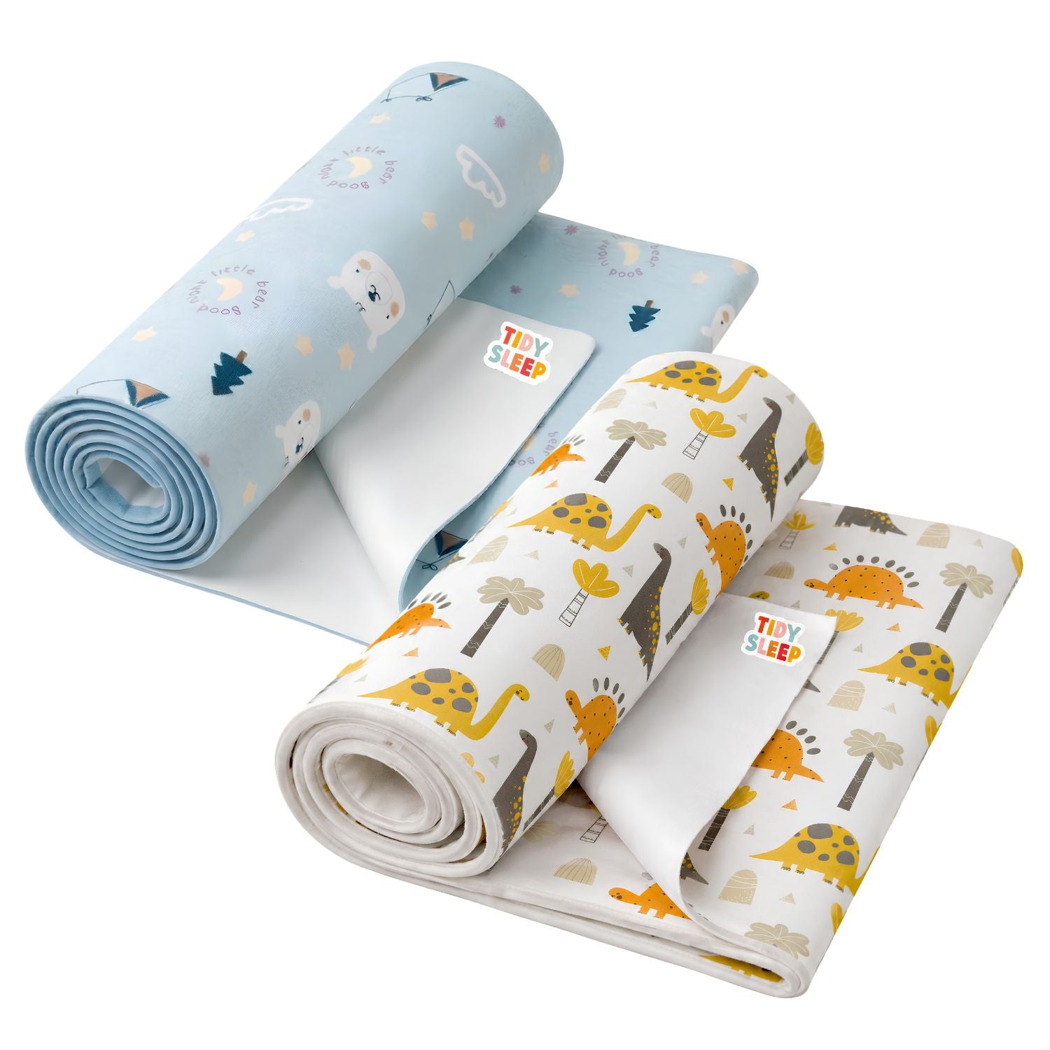 Printed Waterproof Dry Sheet (Pack of 2) - Bear Night & Dino Adventure