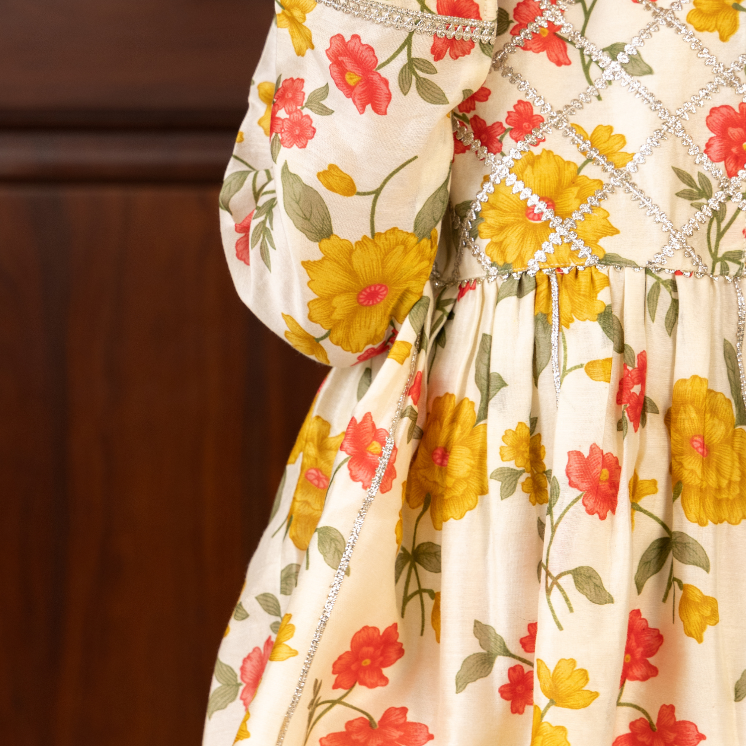 Floral Chanderi Print | Frock with Sharara Set| Festive Wear