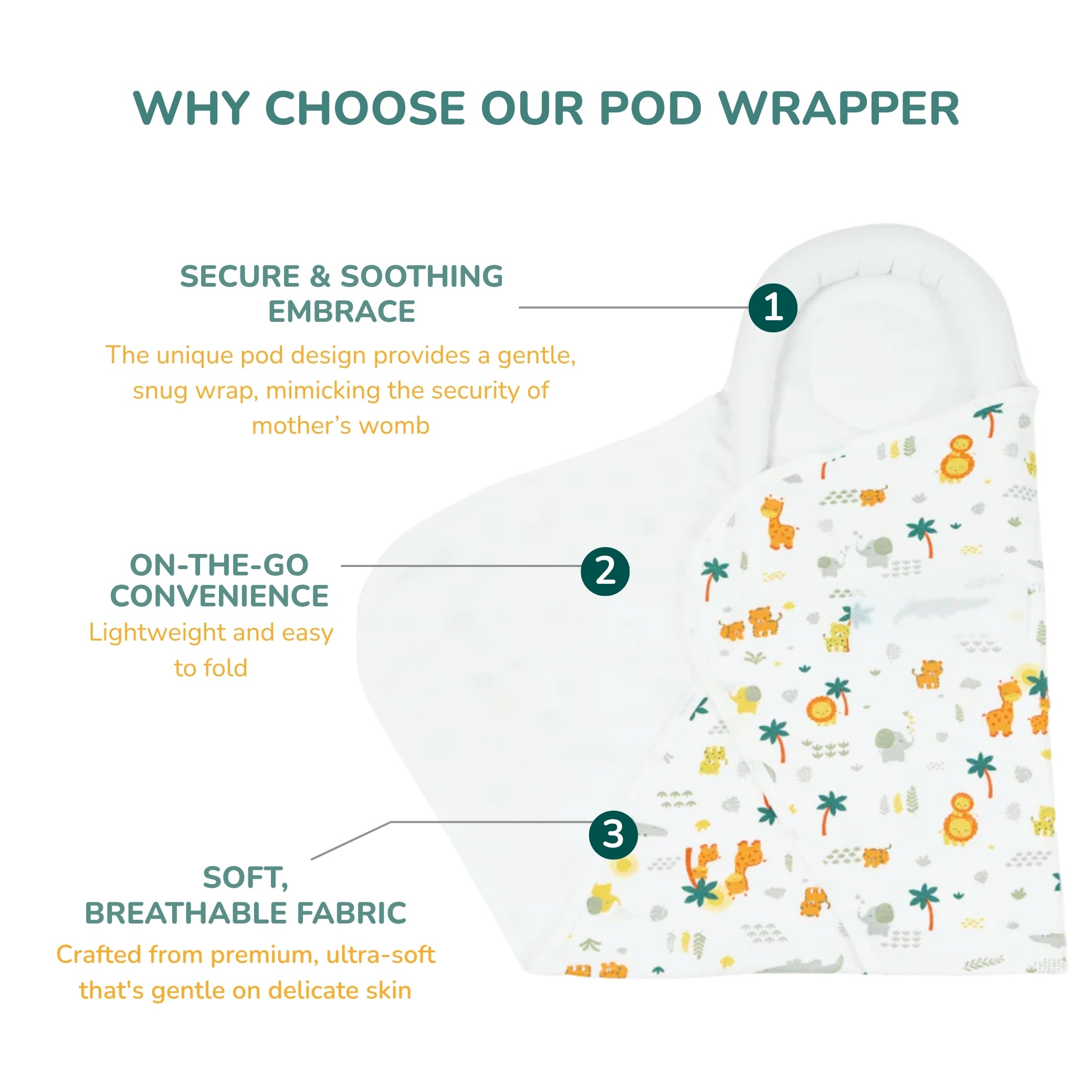 Baby Pod Wrapper - Jungle Safari - Tidy Sleep