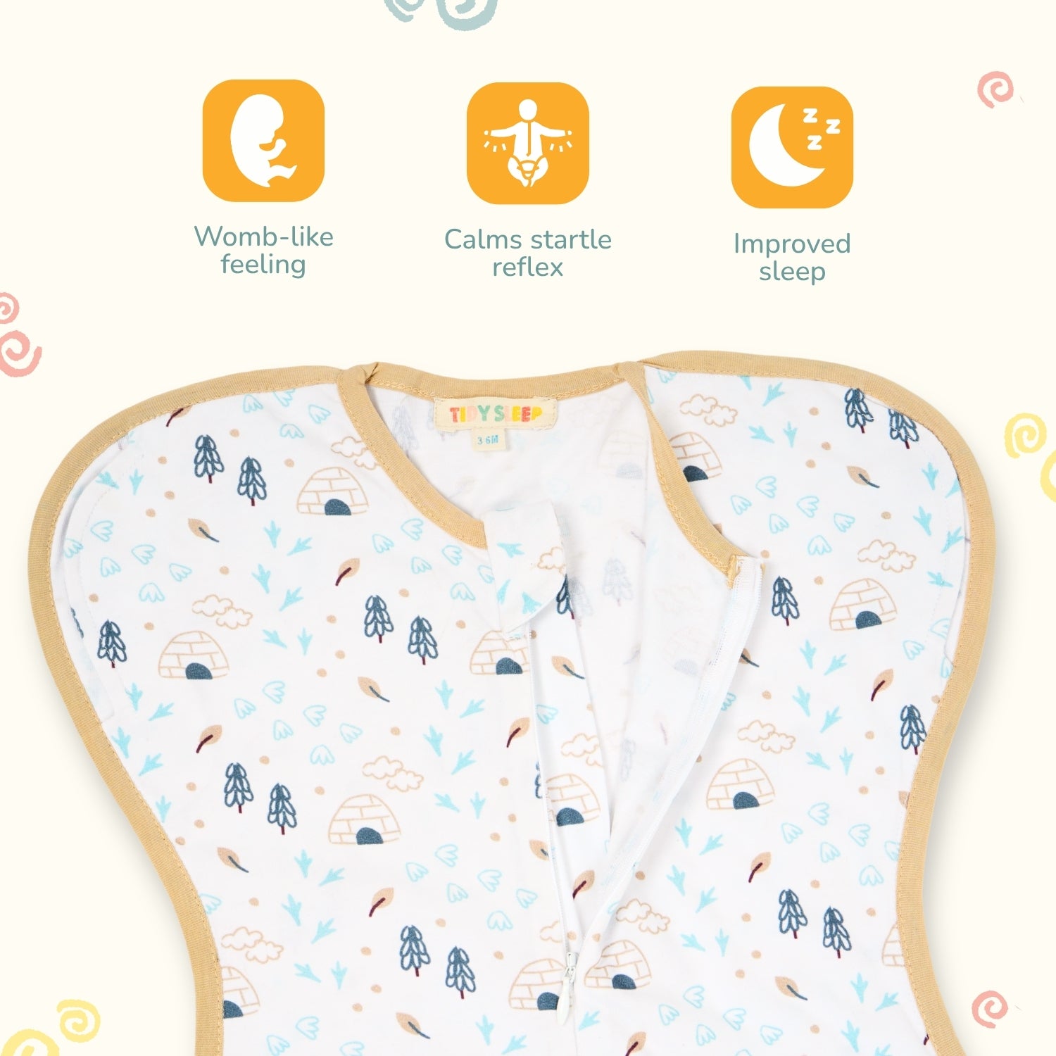 Hands-Up Cotton Jersey Wrapper - Icy day - Tidy Sleep
