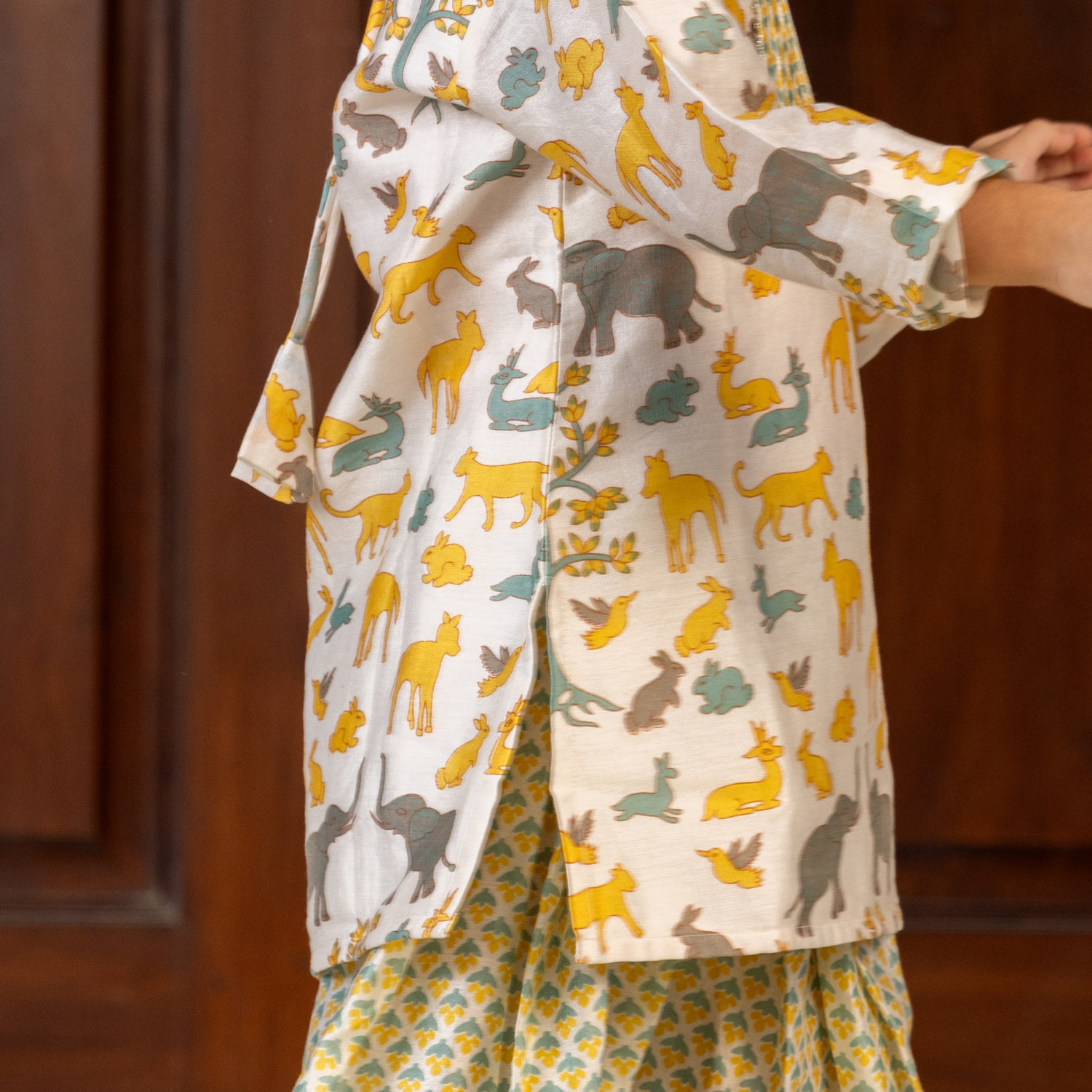 Animal Chanderi Print | Kurta with Salwar Set| Festive Wear