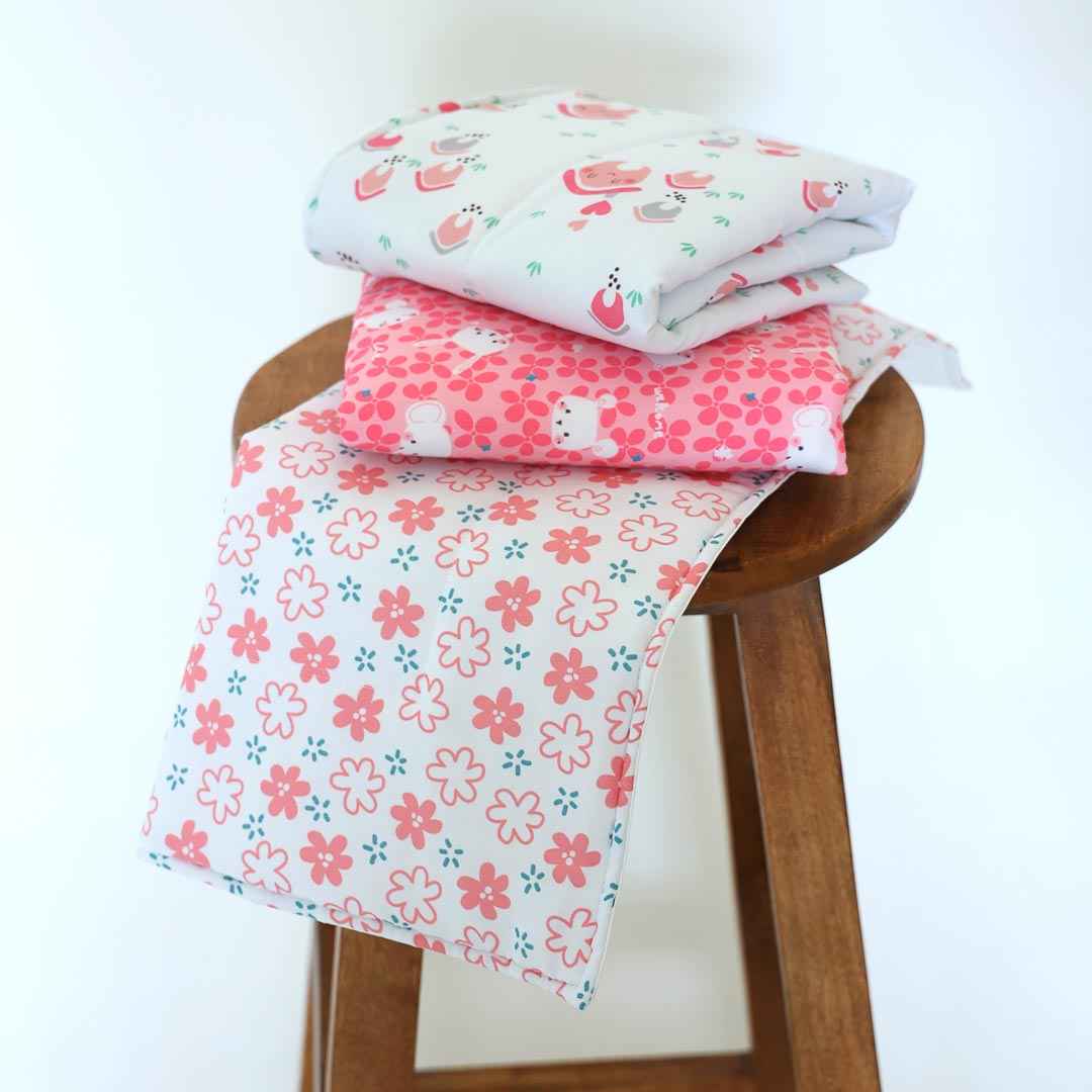 The Shells & Pink Bundle - Quilt + Changing Mats + Dry Sheet + Burp Cloth + Jhabla Set