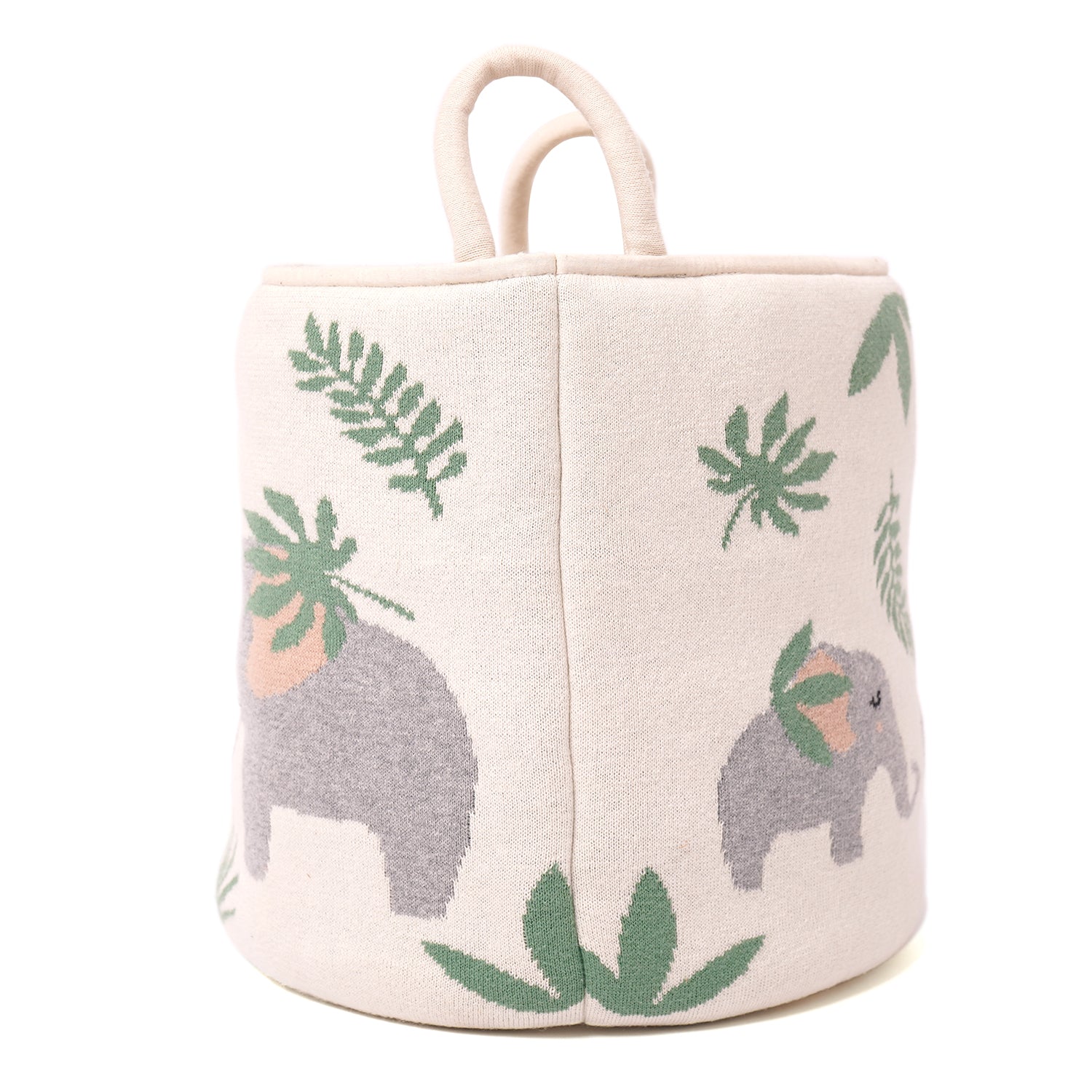 100% Cotton Knitted Elephant Print Storage Basket