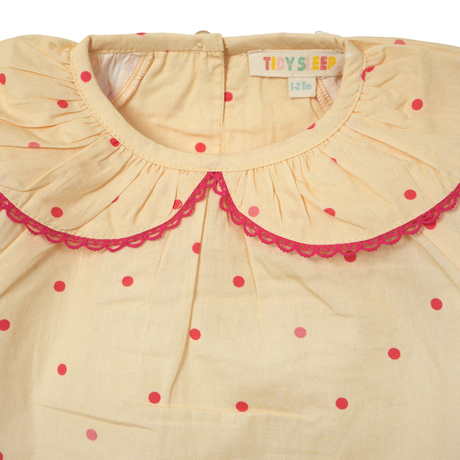 Yellow Polka Dots Cotton Night Dress