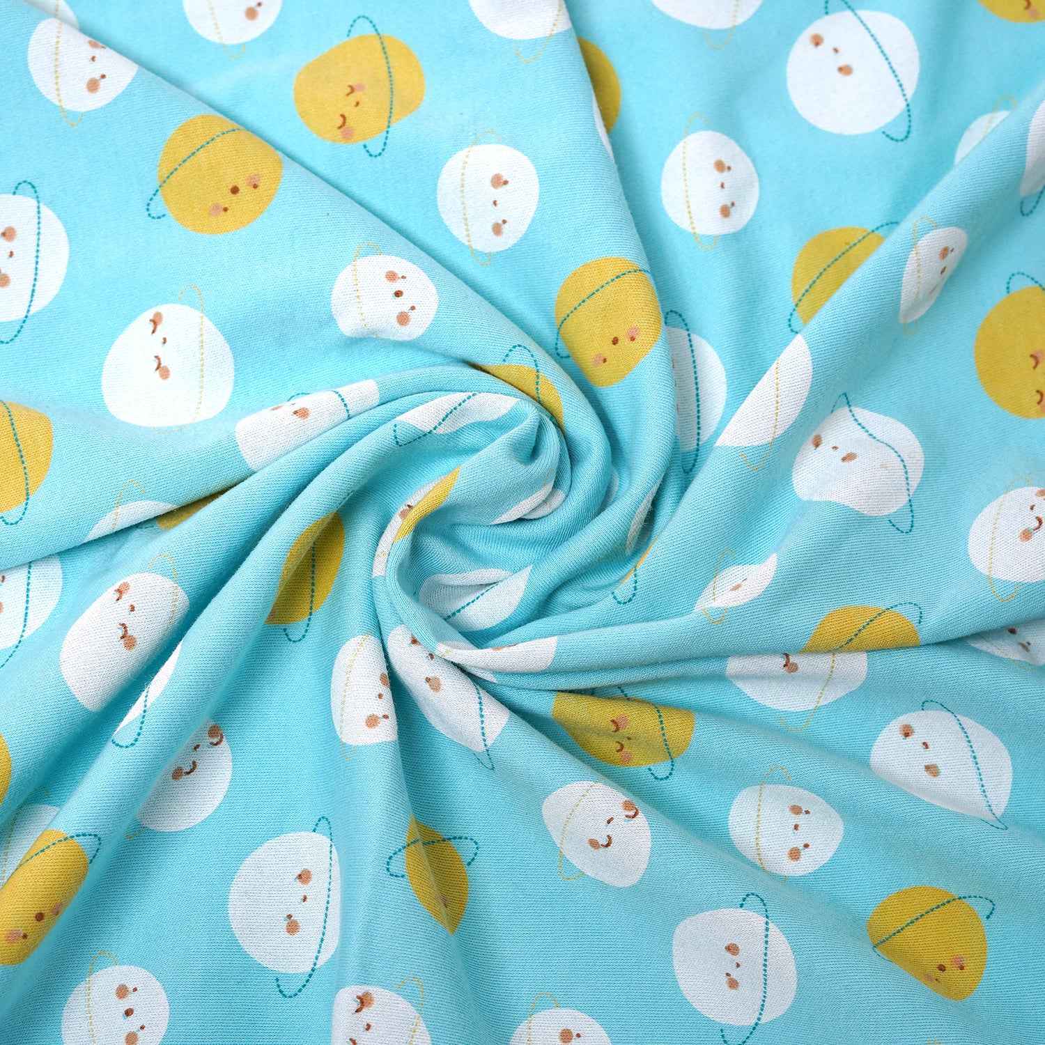 Cotton Jersey Swaddle - Saturn out of World & Blue Polka Pack of 2