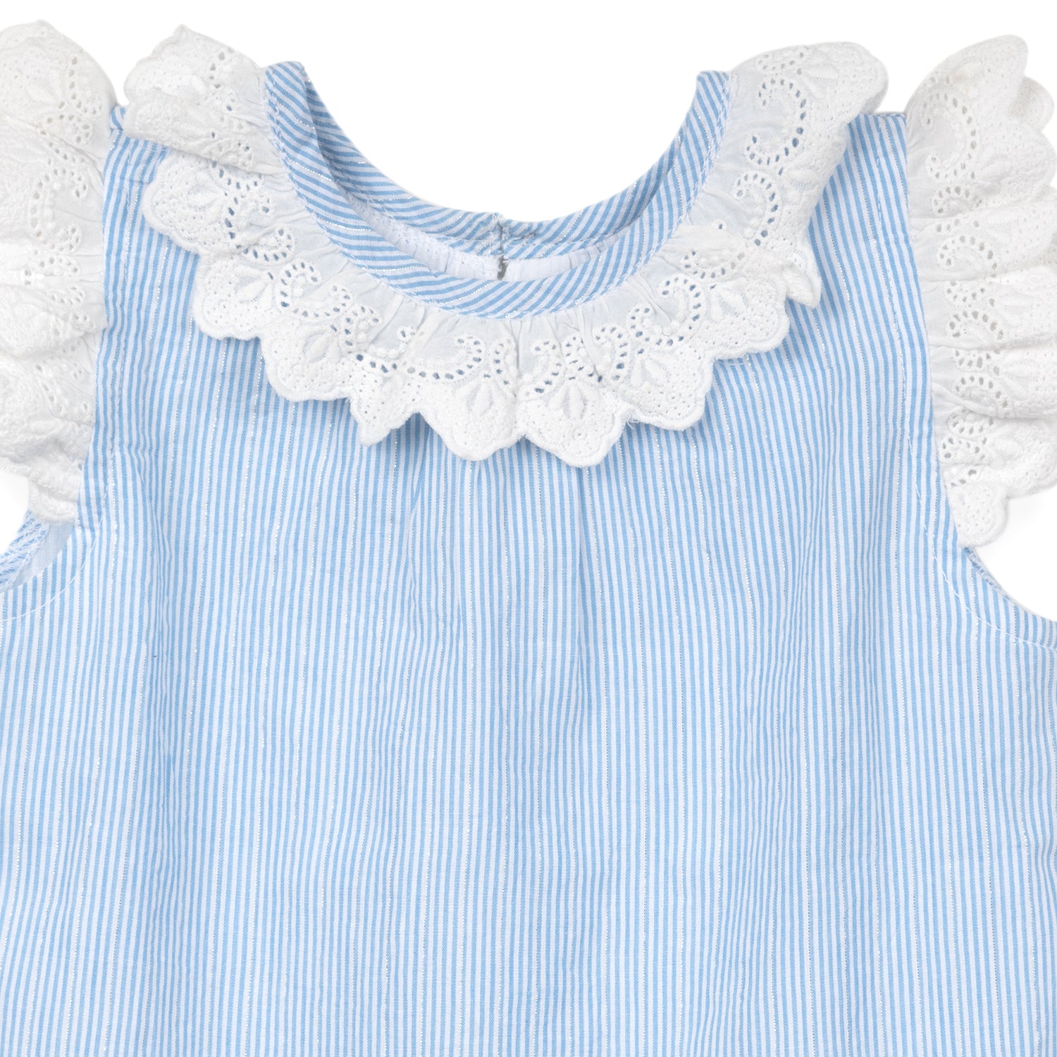 Frill Lace Frock Bloomer Set | Blue Stripes