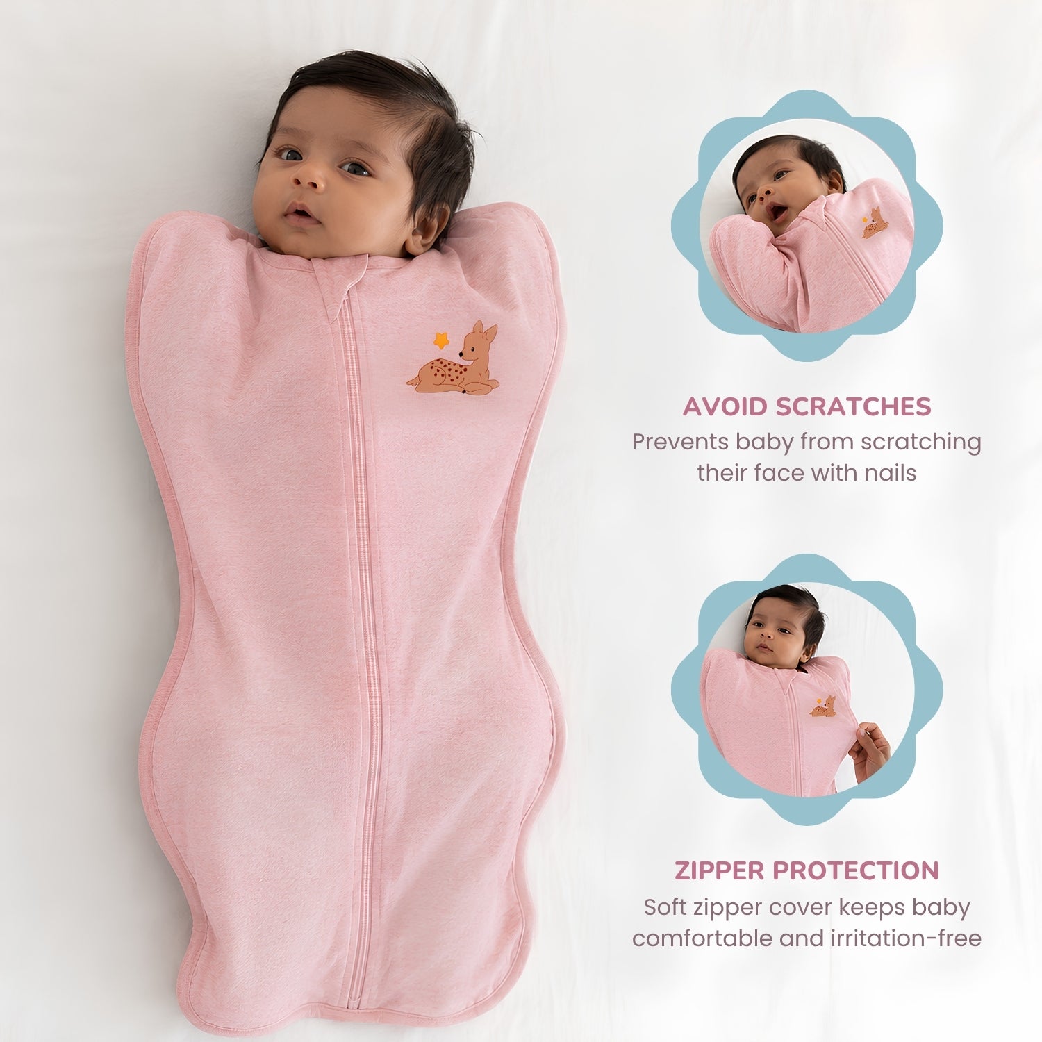 Arms-Up Cotton Jersey Swaddle - Pink