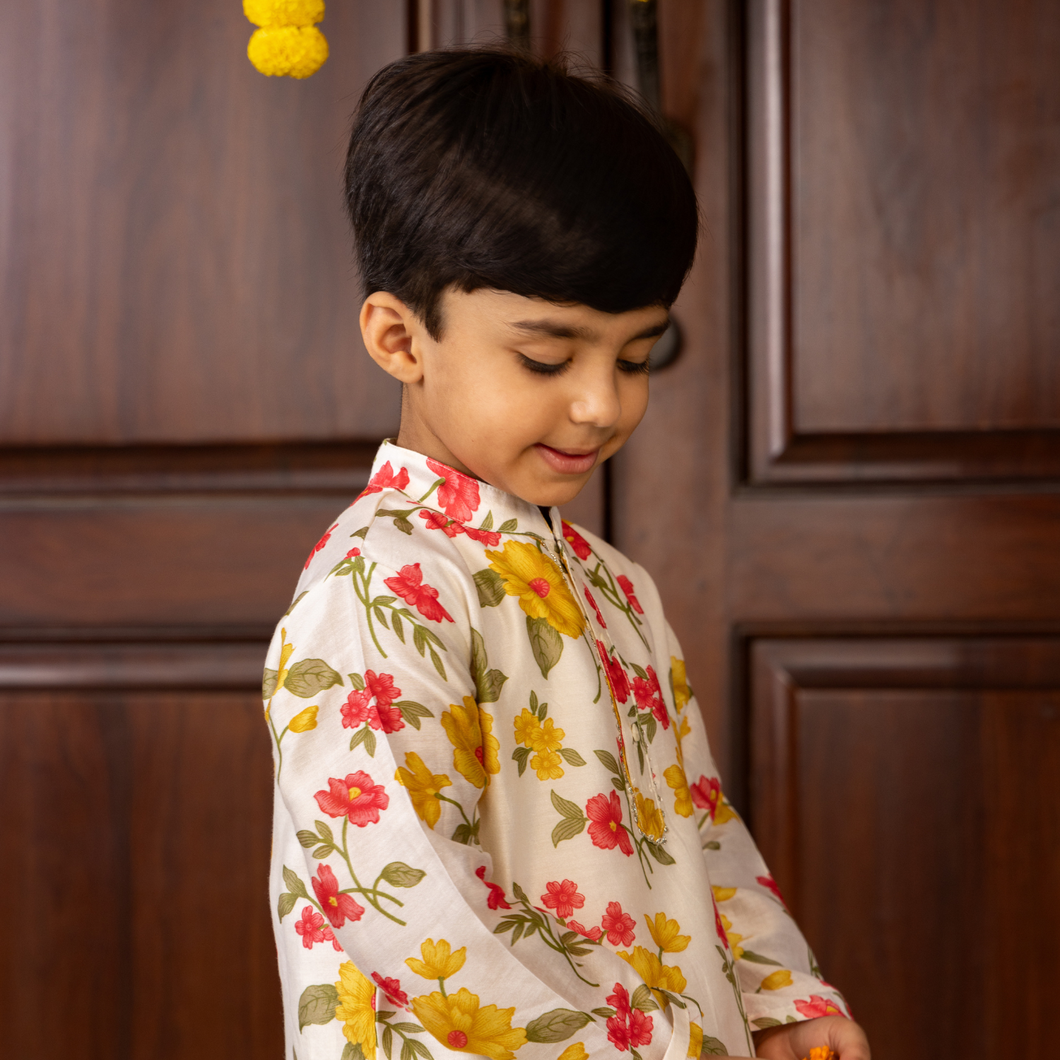 Floral Chanderi Print | Kurta with Pajama Set| Festive Wear