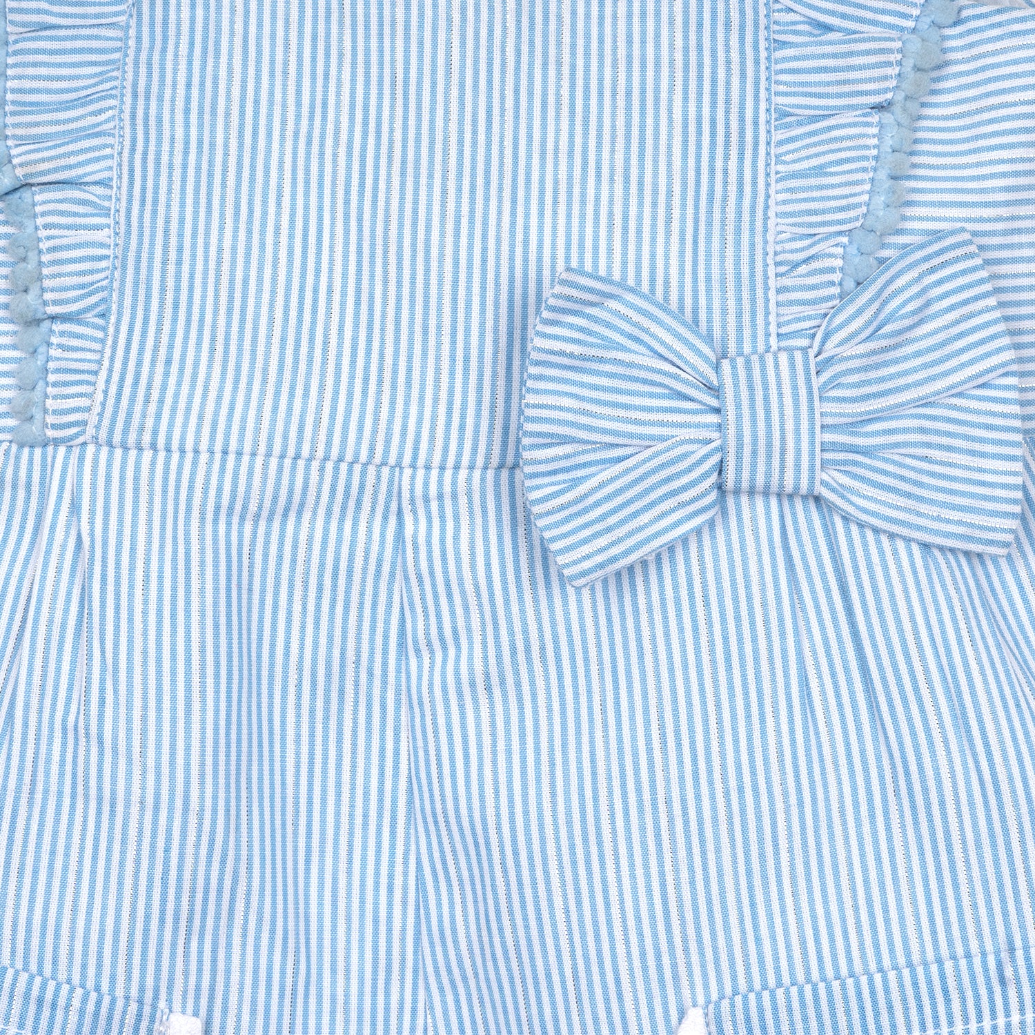 Cute Bow Romper | Blue Stripes