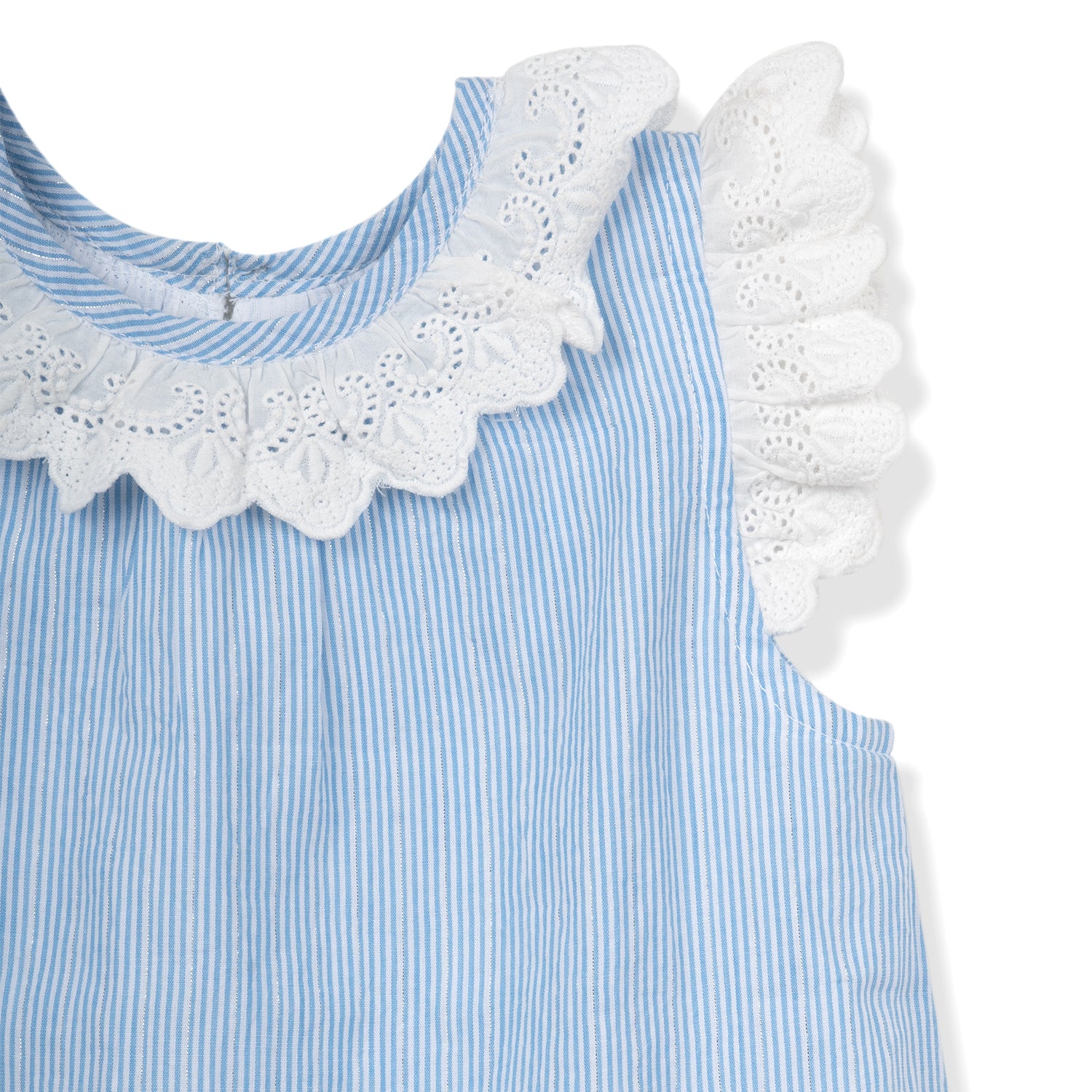 Frill Lace Frock Bloomer Set | Blue Stripes