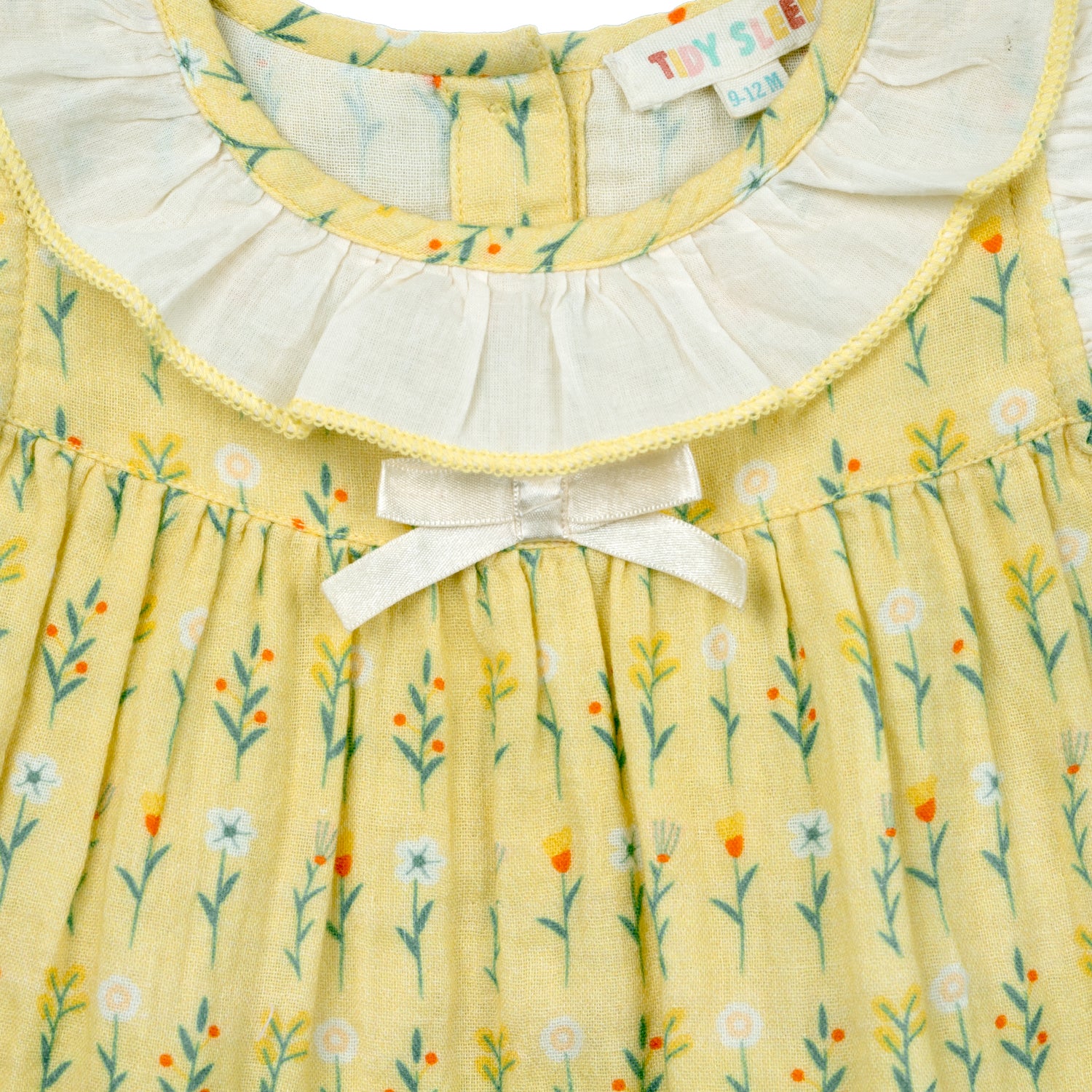 Golden Glow Flora Ruffled Dress