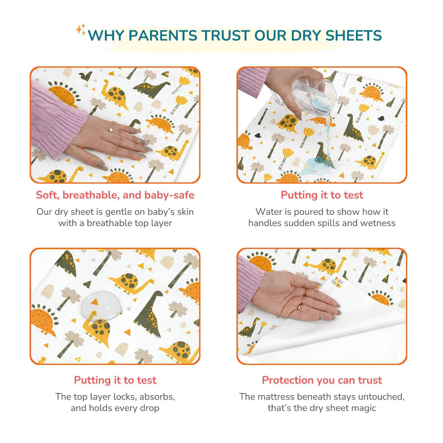 Printed Waterproof Dry Sheet (Pack of 2) - Bear Night & Dino Adventure