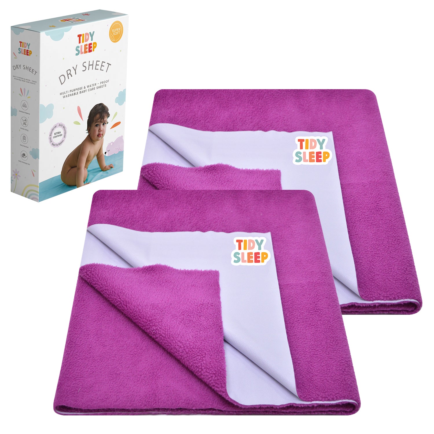 Waterproof Dry Sheet - Grape Pack 2