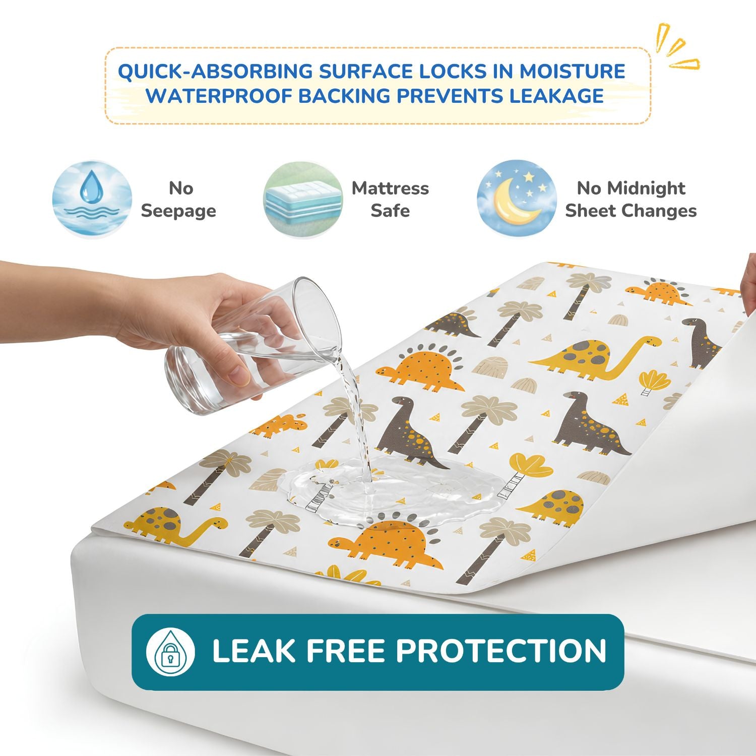 Printed Waterproof Dry Sheet - Dino Adventure