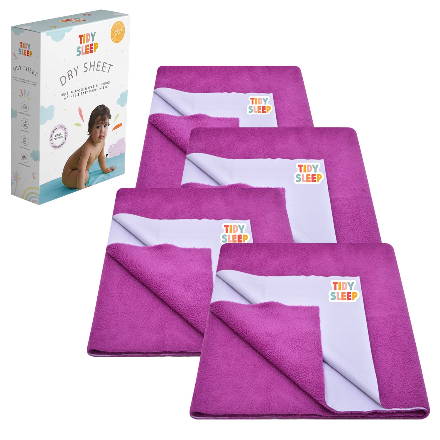 Waterproof Dry Sheet - Grape Pack 4
