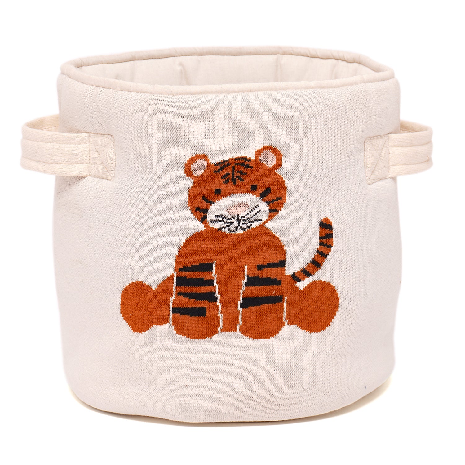 100% Cotton Knitted Storage Basket with Knitted Blanket Set-Tiger