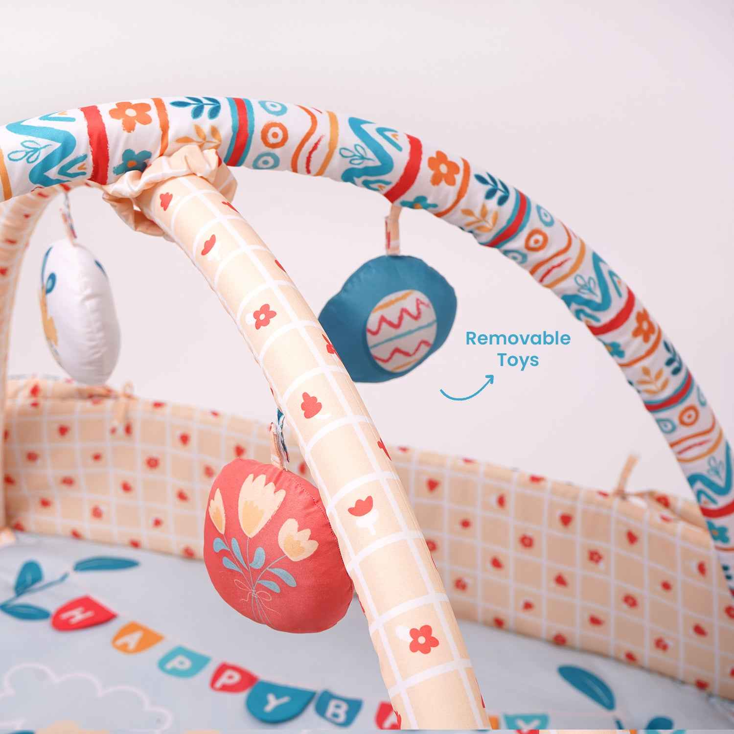 Baby Play Gym | 4 Detachable Toys | Happy Baby