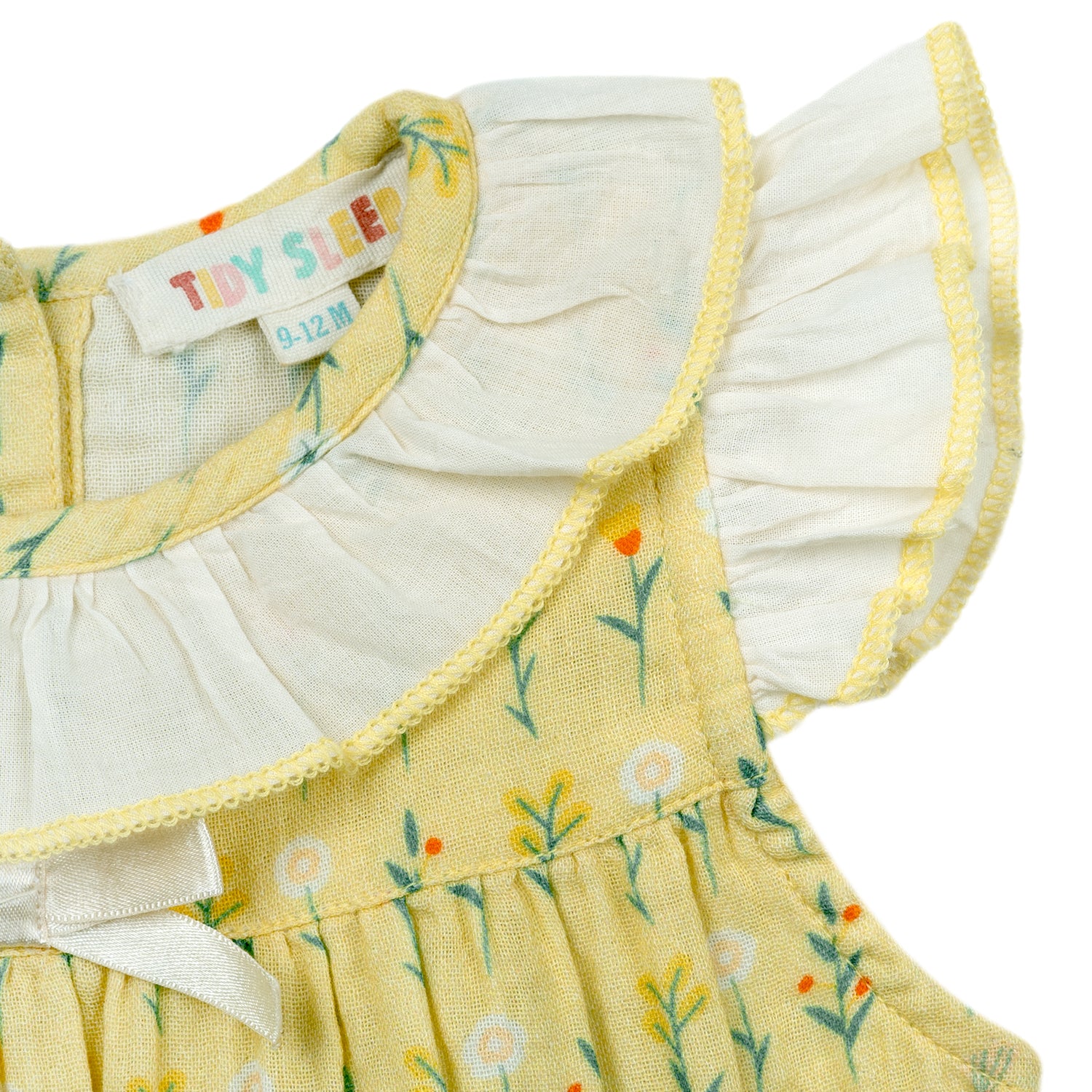 Golden Glow Flora Ruffled Dress