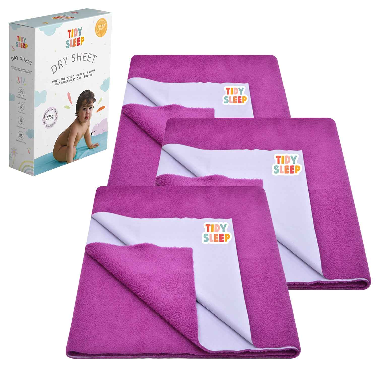 Waterproof Dry Sheet - Grape Pack 3