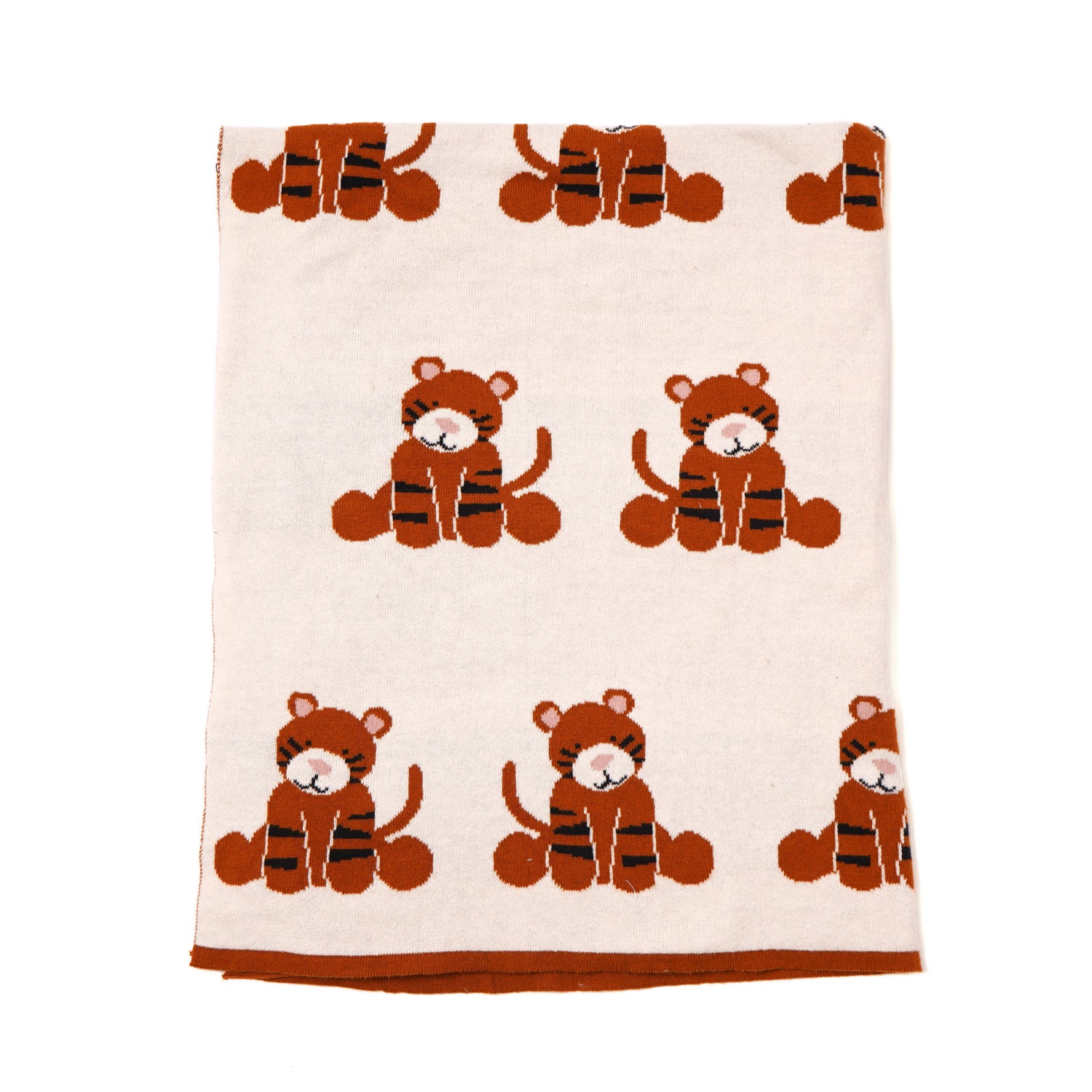 100% Knitted Cotton Tiger Print Knitted Blanket