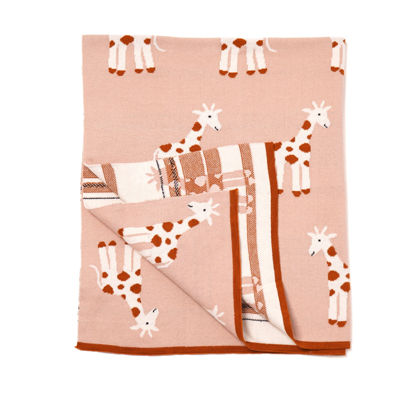 100% Knitted Cotton Giraffe Print Knitted Blanket