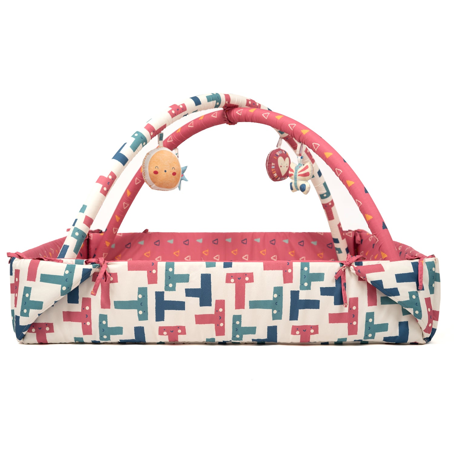 Baby Play Gym | 4 Detachable Toys | Happy Shapes