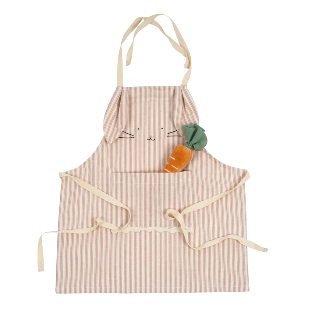 Little Chef's Bunny Apron | Silver Pink Stripe