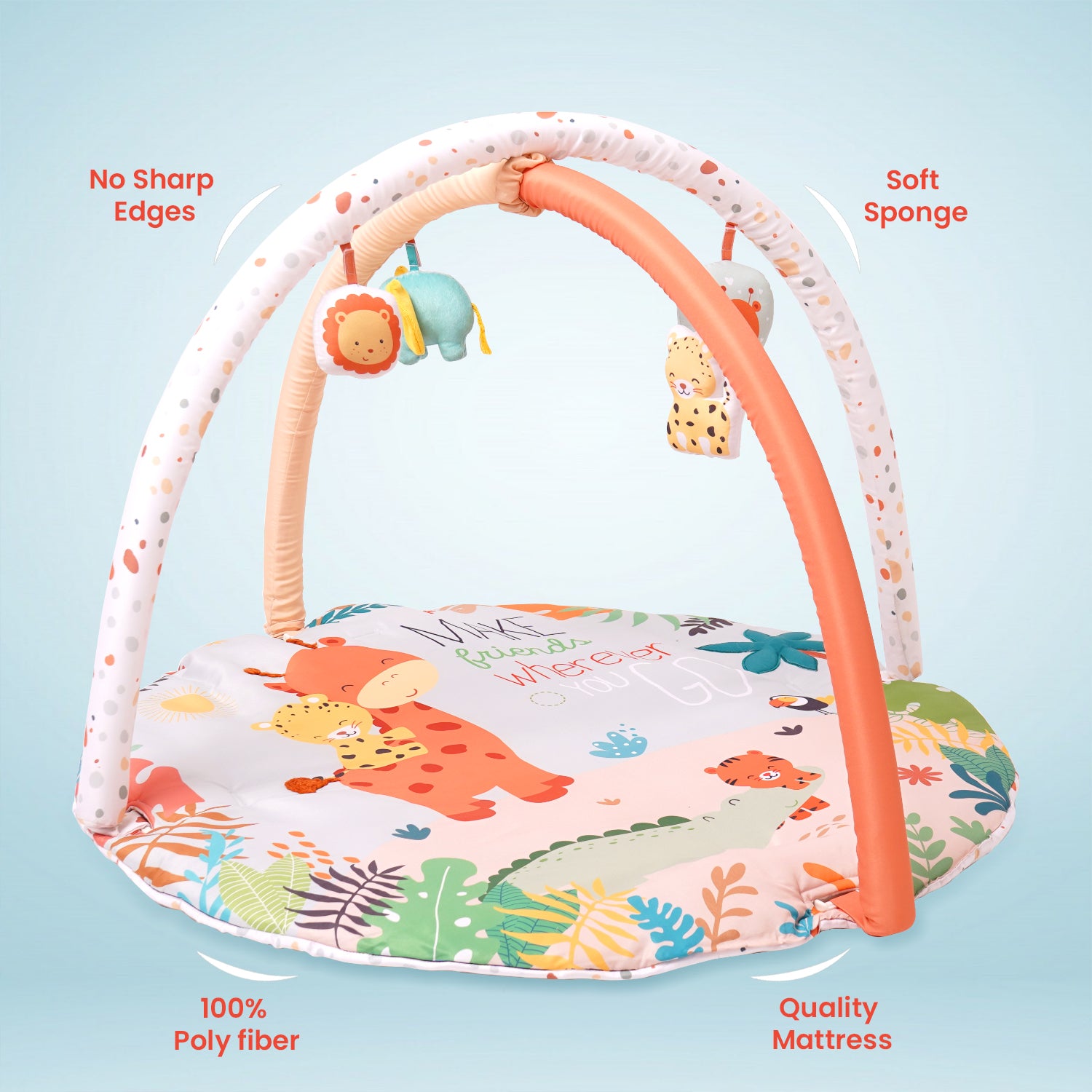 Baby Play Mat | 4 Detachable Toys | Jungle Safari