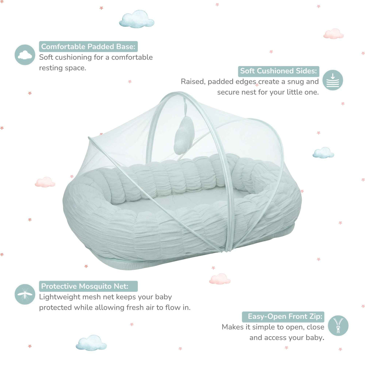 Baby Cloud Nest with Mosquito Net for Newborns - Badal
