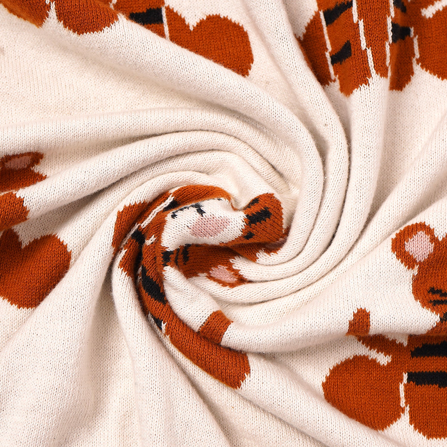 100% Knitted Cotton Tiger Print Knitted Blanket