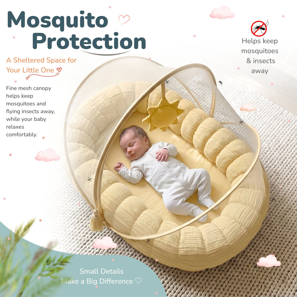 Baby Cloud Nest with Mosquito Net for Newborns - Suraj
