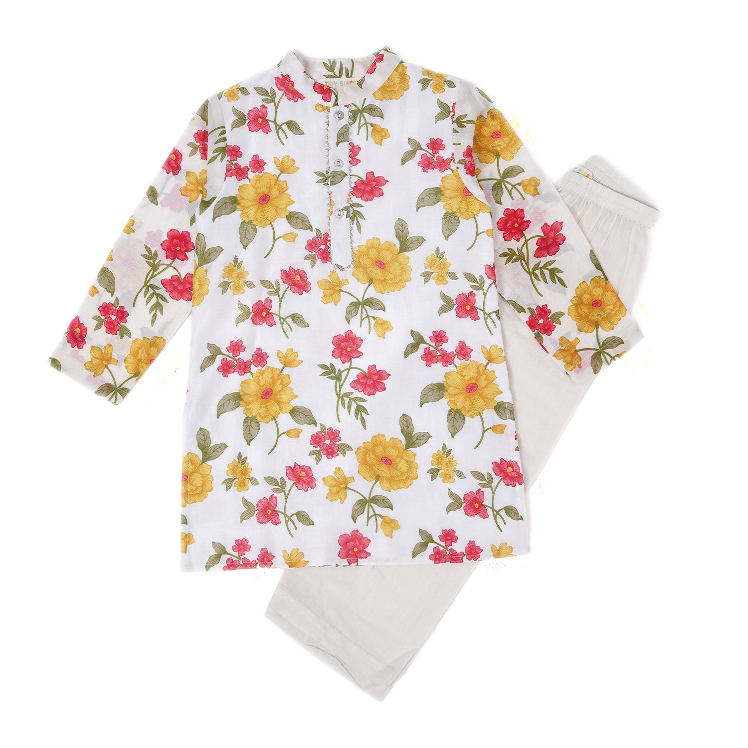 Floral Chanderi Print | Kurta with Pajama Set| Festive Wear