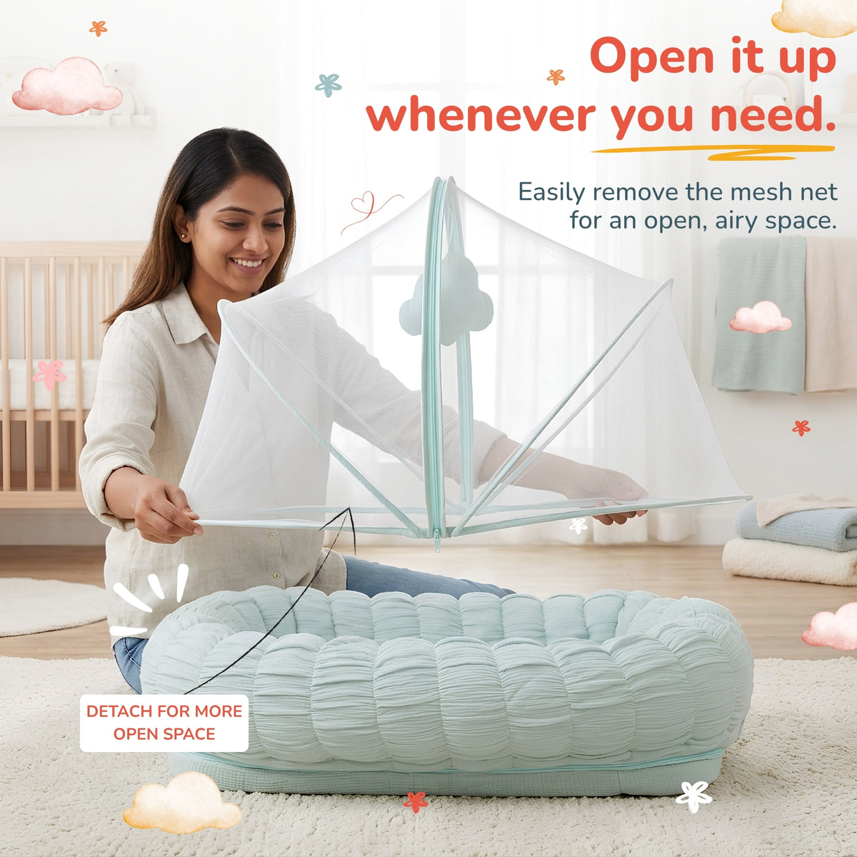 Baby Cloud Nest with Mosquito Net for Newborns - Badal