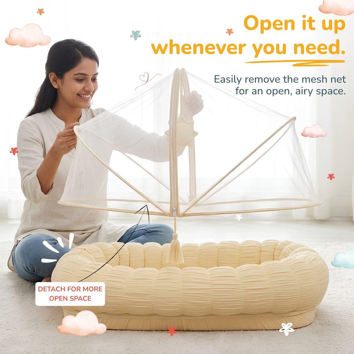 Baby Cloud Nest with Mosquito Net for Newborns - Suraj
