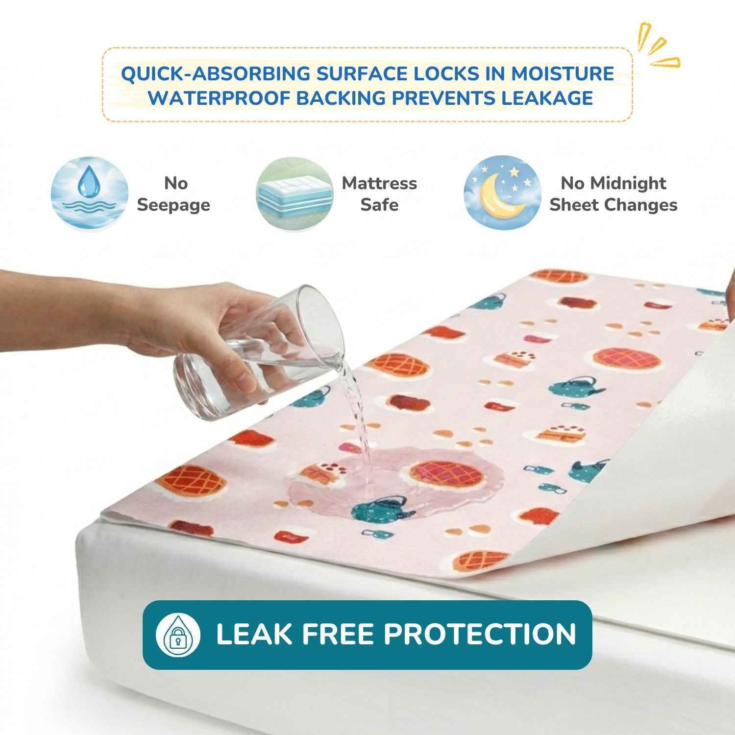 Printed Waterproof Dry Sheet (Pack of 2) - Sweet Treat & Smart Robot