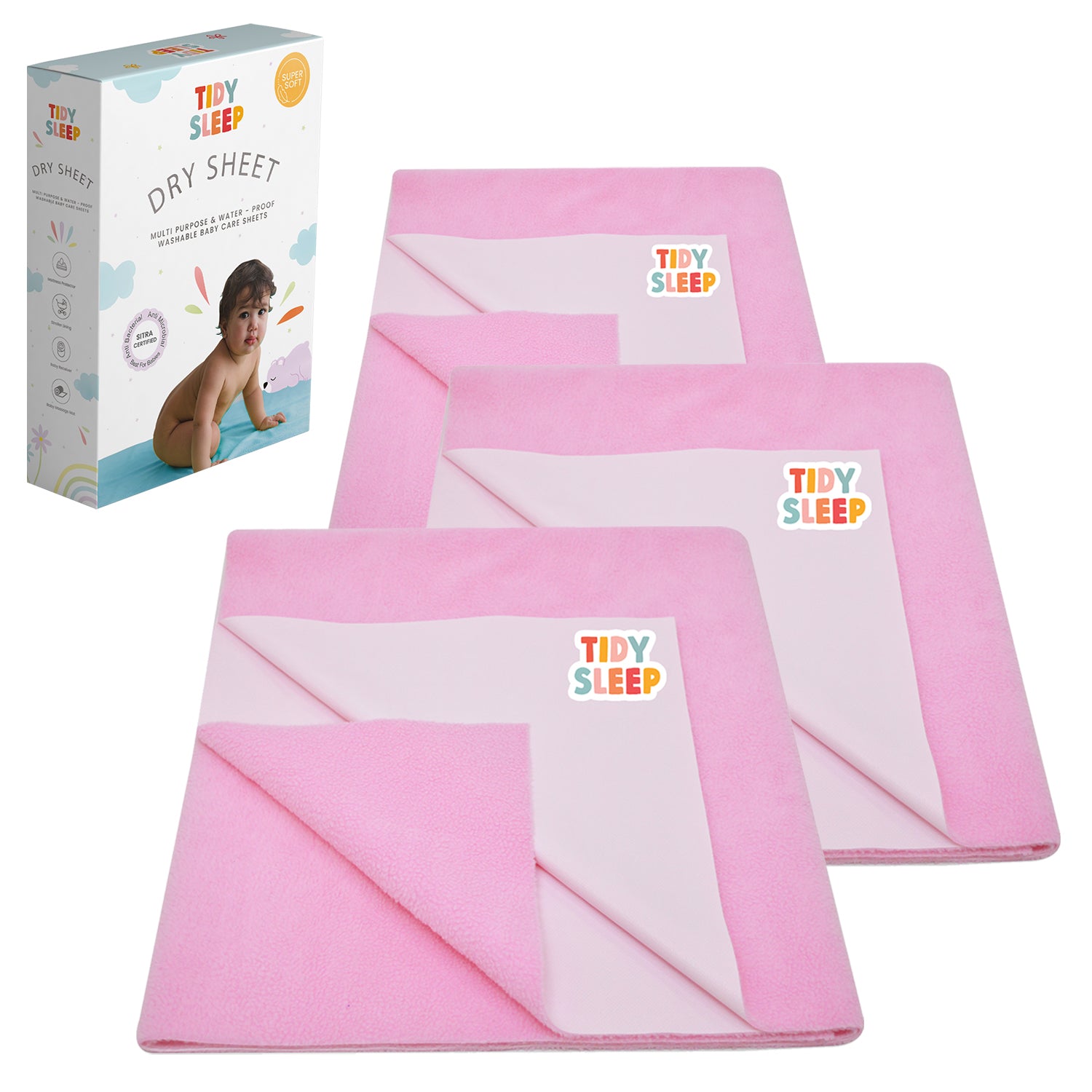 Waterproof Dry Sheet Baby Pink Pack